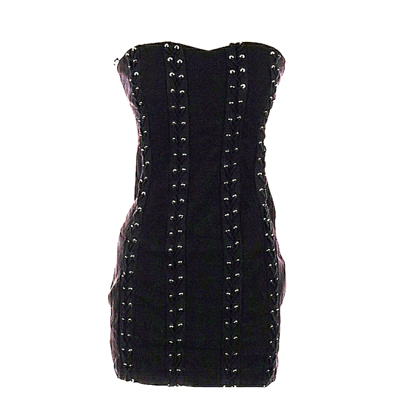 A'GACI Strapless Bkack Dress w/Grommets Goth/Punk - Picture 1 of 2